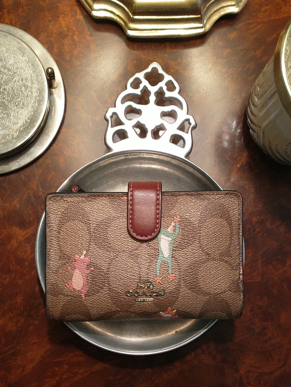 Whimsical Coach Signature Canvas Small Wallet with Cartoon Accents - Picture 1 of 14